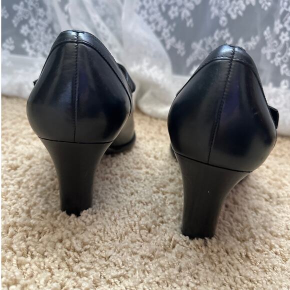 Via Spiga Black Leather Mary Jane Block Heel‎ Shoes Women 9.5 - Picture 5 of 9